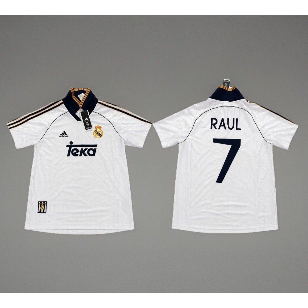 Adidas Real Madrid Raul #7 Home Jersey White Teka Soccer 1999/00 Men Size M NWT
